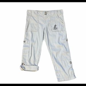 Disney Parks Beige Linen Blend Mickey Mouse Capris
